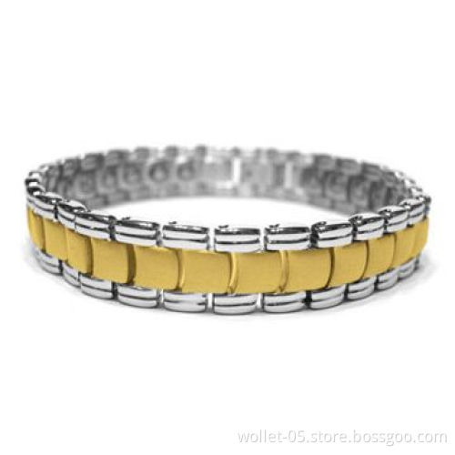 316L Stainless Steel Bracelet, Magnets or Energy, Rhodium Plating